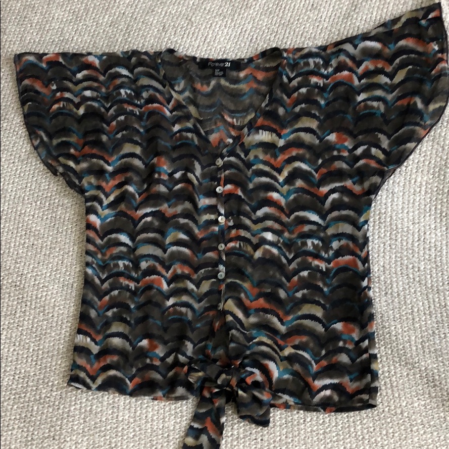 Sheer Button Down Blouse
